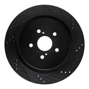Lexus RX350 Brake Rotor (1) - Rear Right - R1 Concepts - Drilled & Slotted - Black - `16-`22